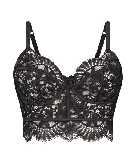 Soutien-gorge non-rembourré à armatures préformé longline Jamie, Noir