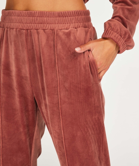 Pantalon Jogging Velours Pintuck, Marron