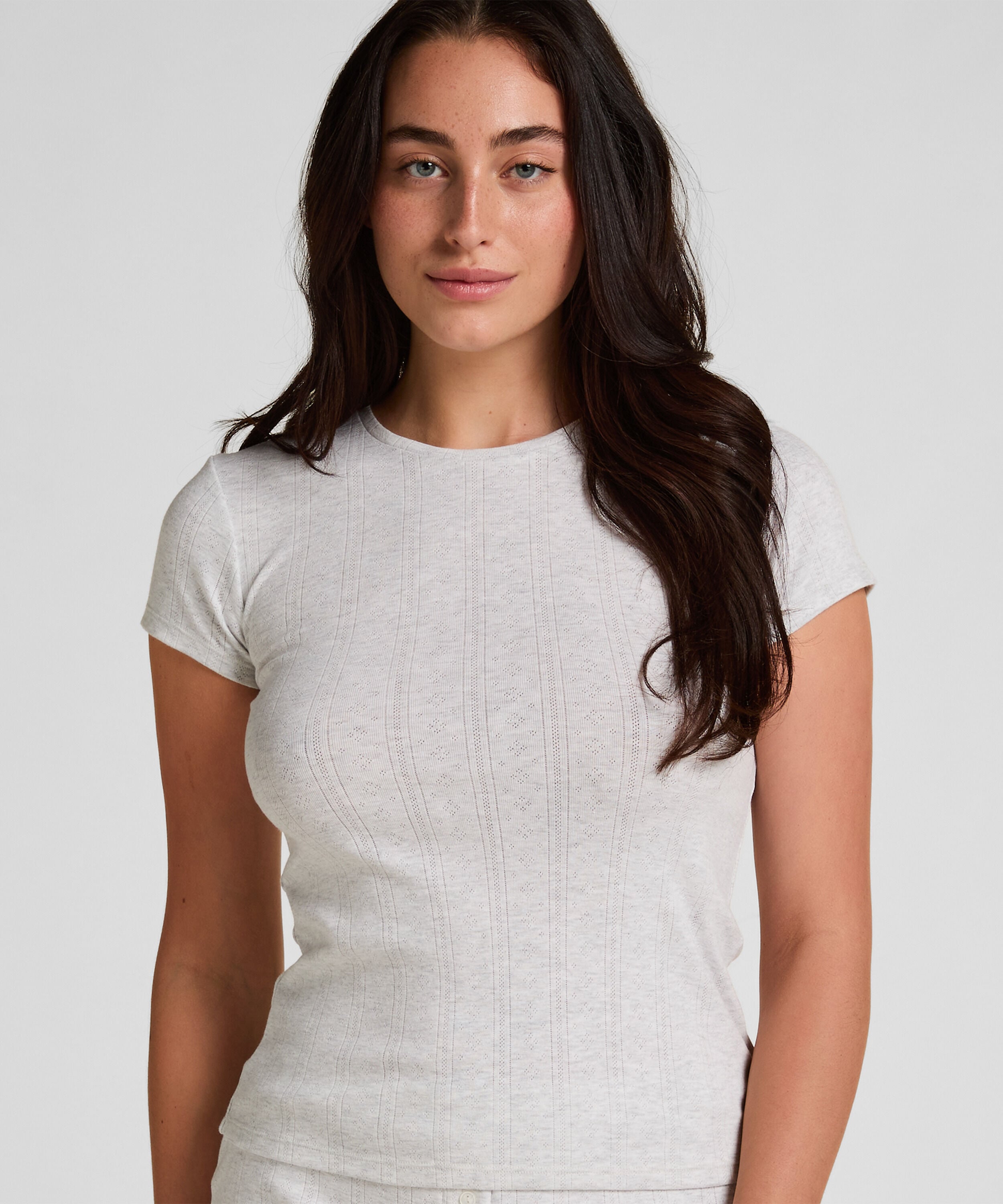 Top Pointelle, Gris Top Pointelle, Gris