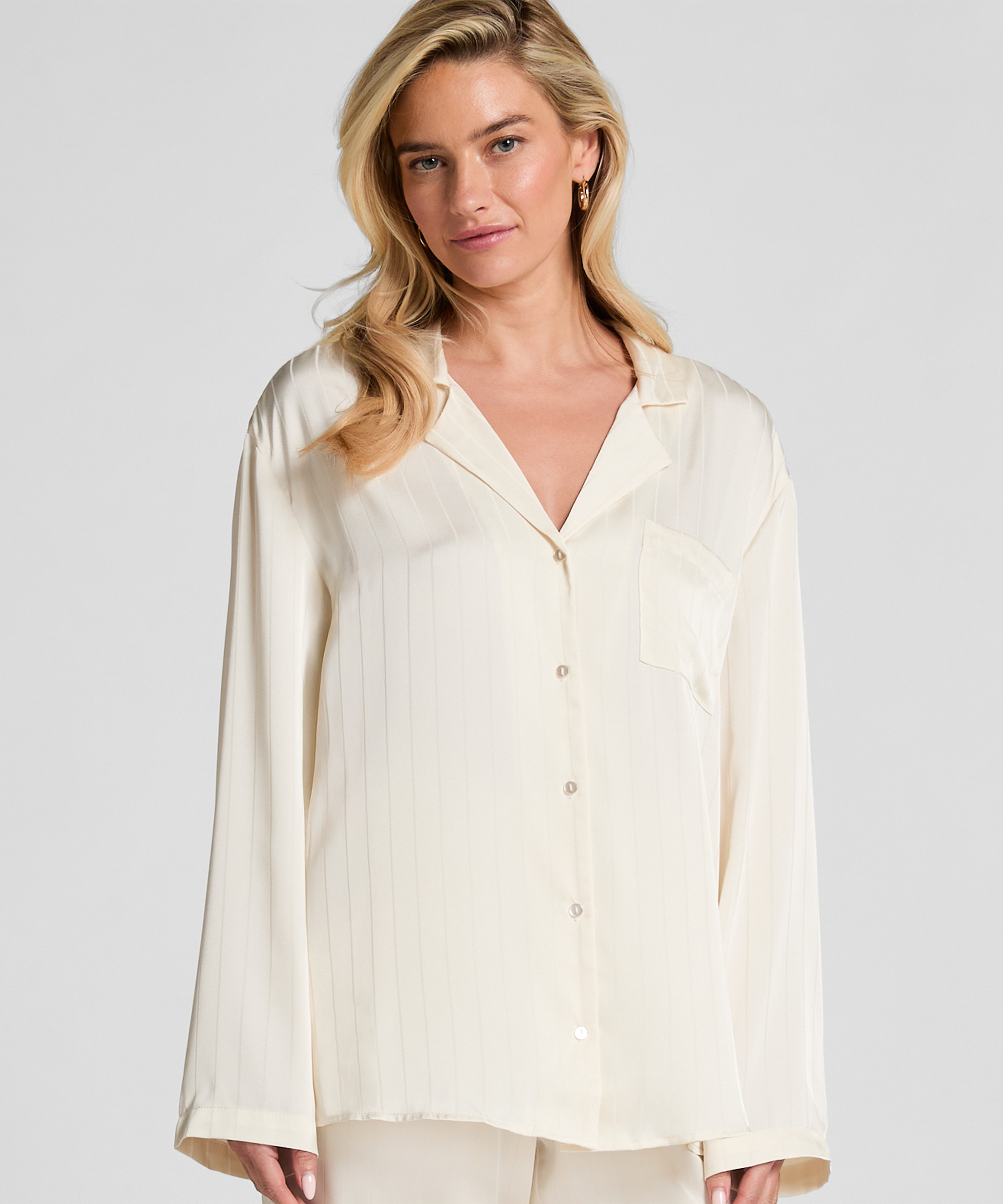 Veste en satin à rayures, Blanc, main