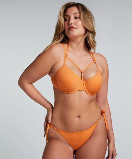 Slip de Bikini Cheeky Tanga Scallop Lurex, Orange