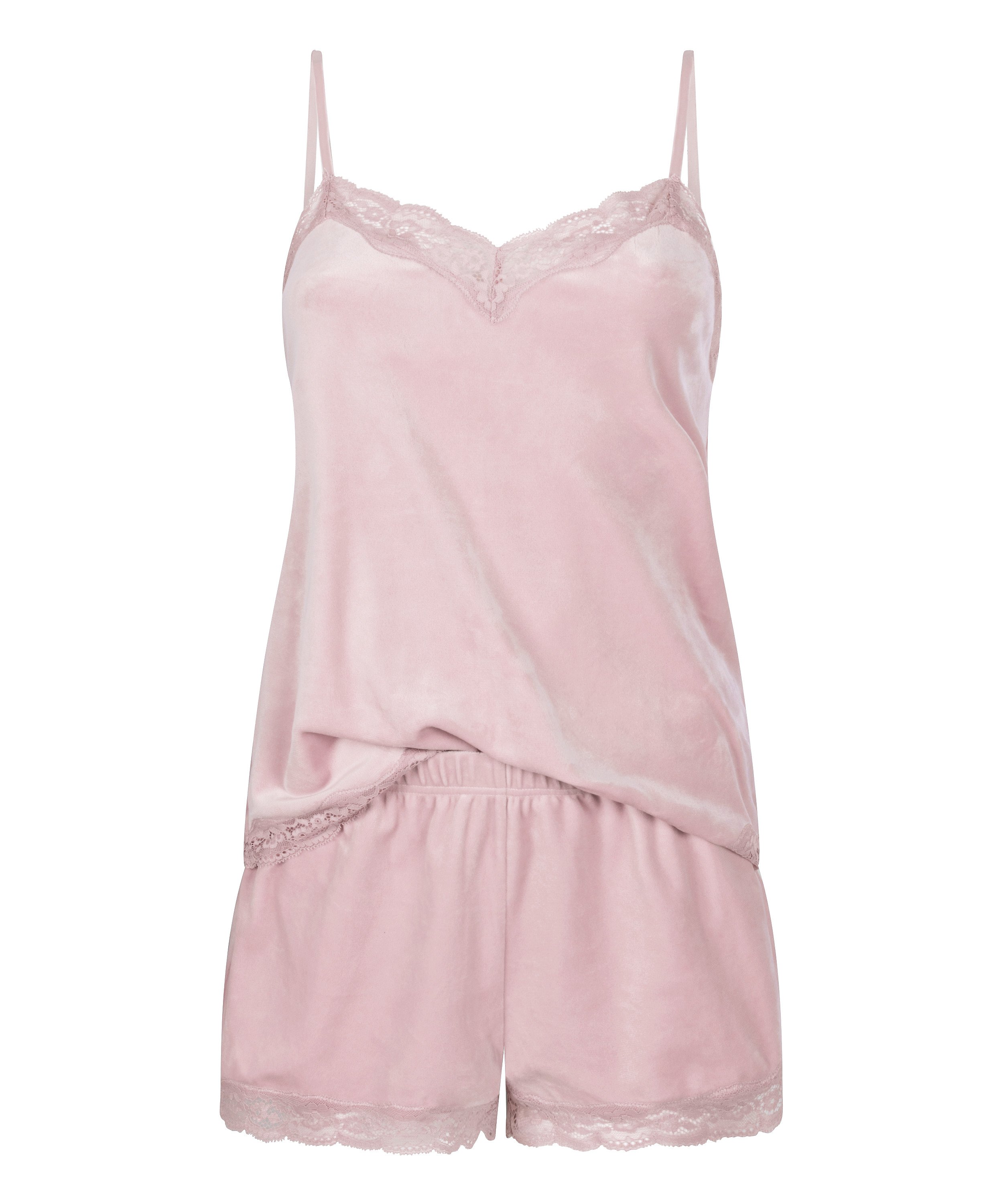 Camisole velours Dentelle, Rose, main