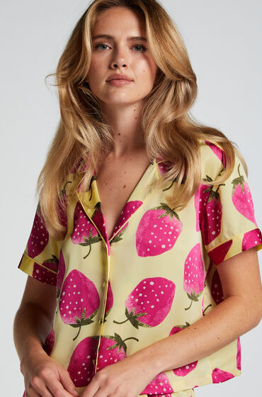 Hunkemöller Veste à manches courtes en satin Jaune