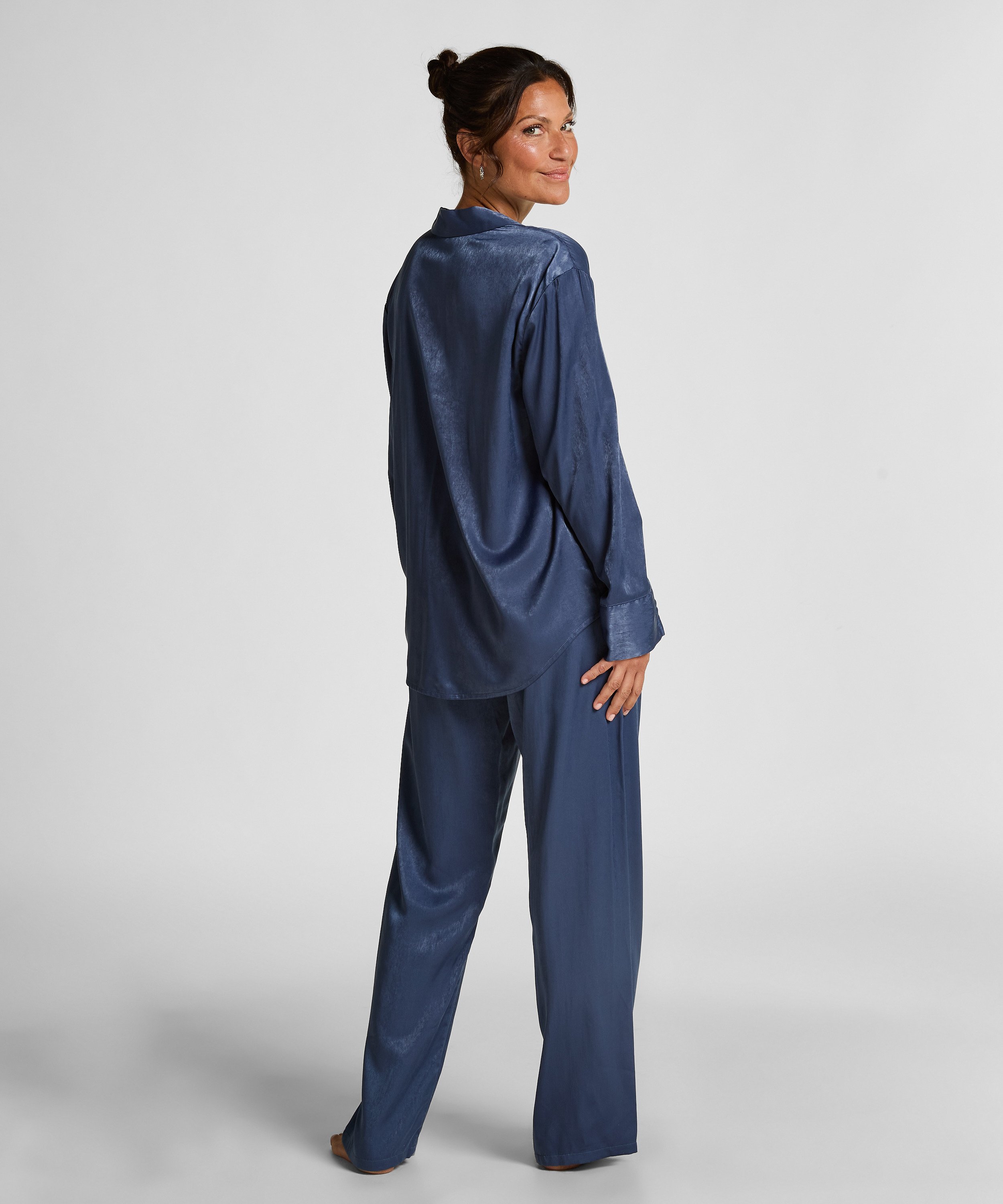 Pantalon Satin, Bleu, main