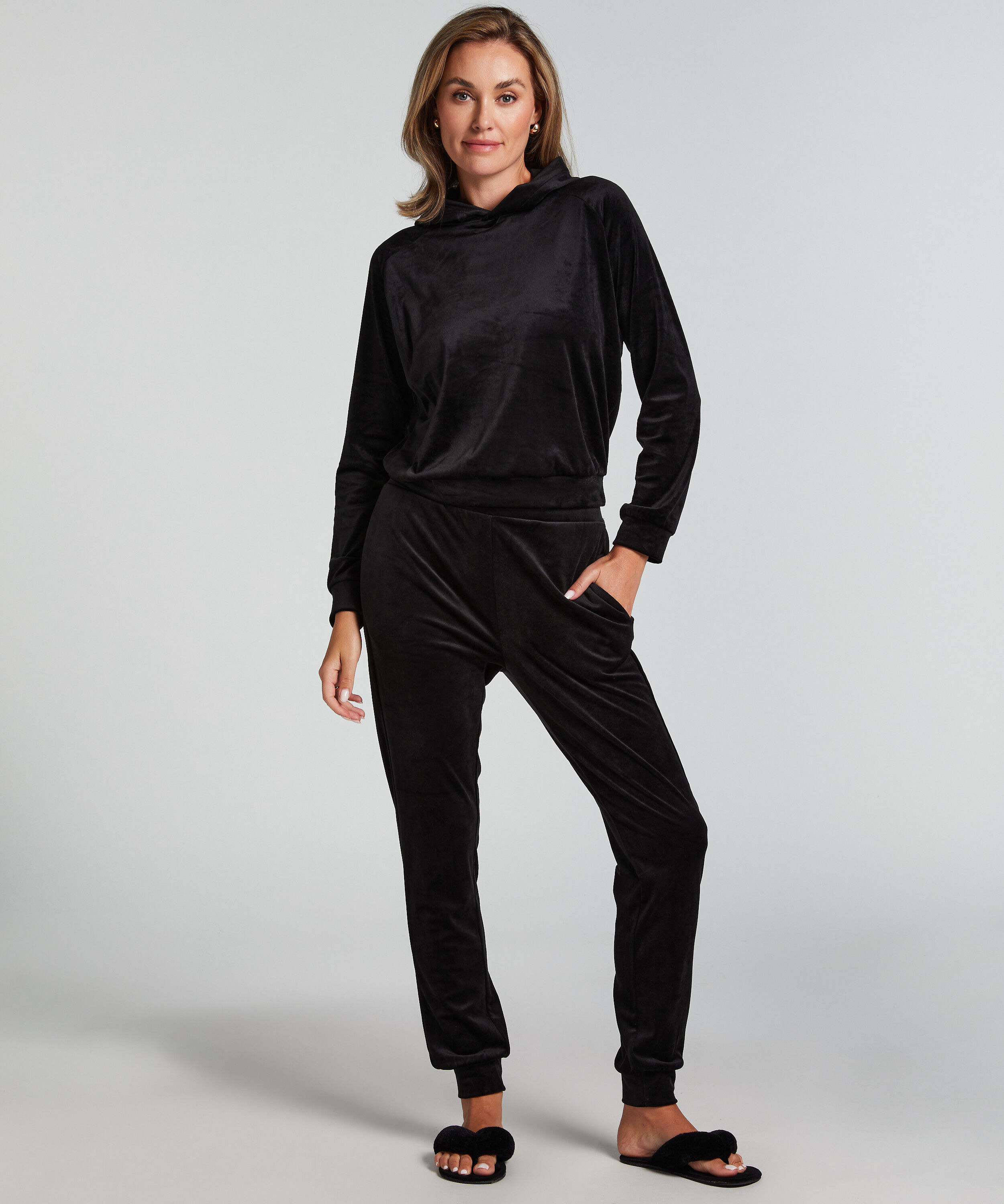 Petite Pantalon de jogging Velours, Noir