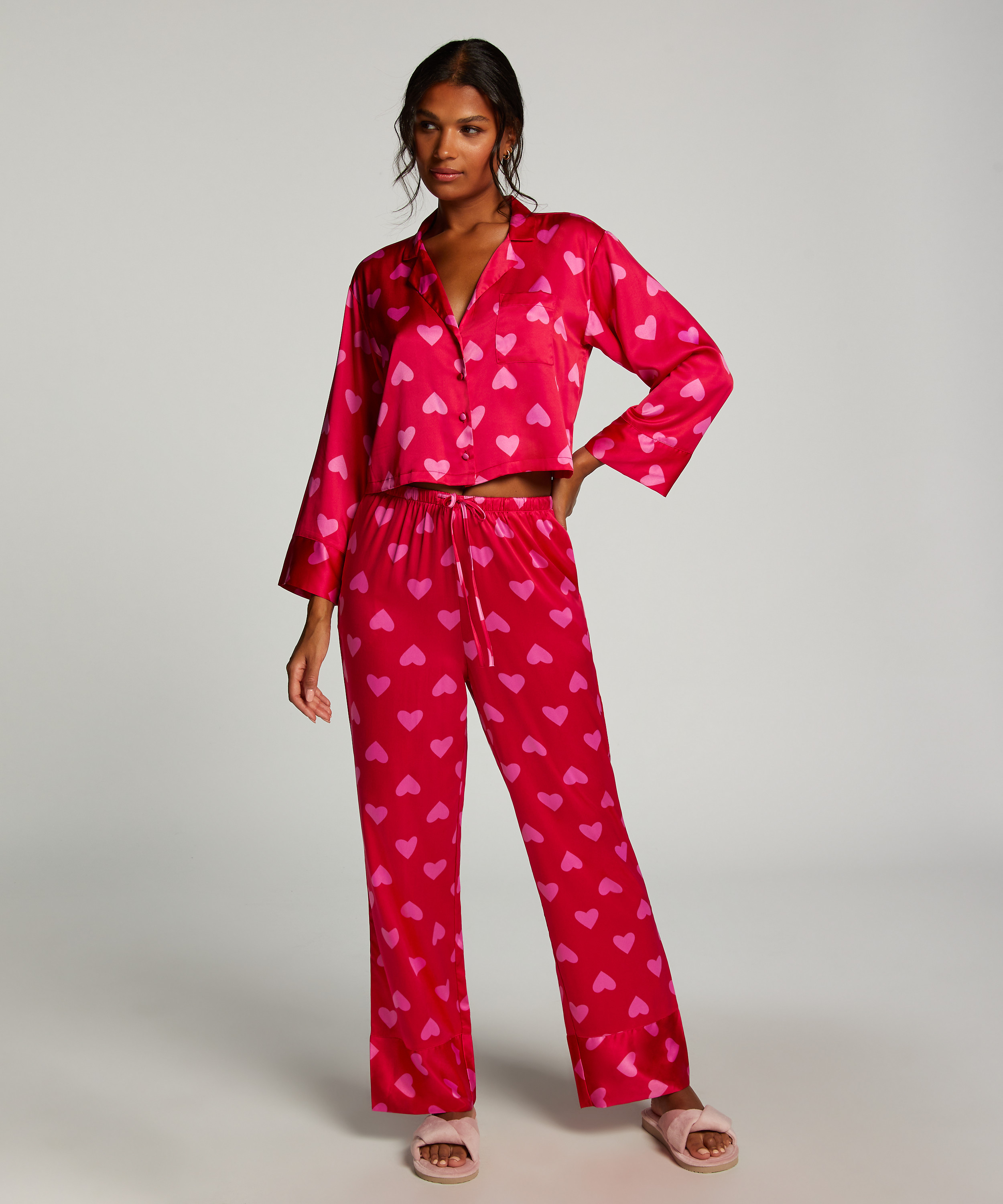 Pantalon Satin, Rouge, main