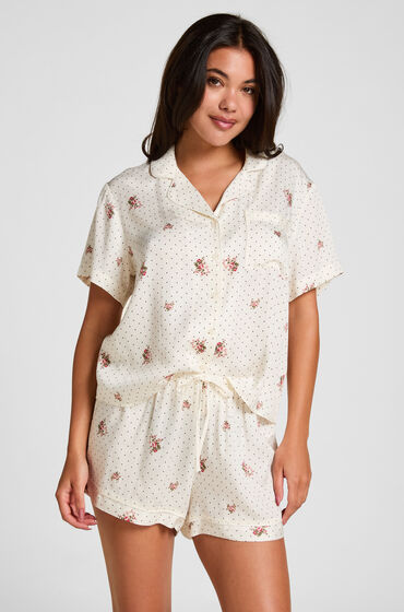 Hunkemöller Short de pyjama Satin Blanc Hunkemöller Short de pyjama Satin Blanc