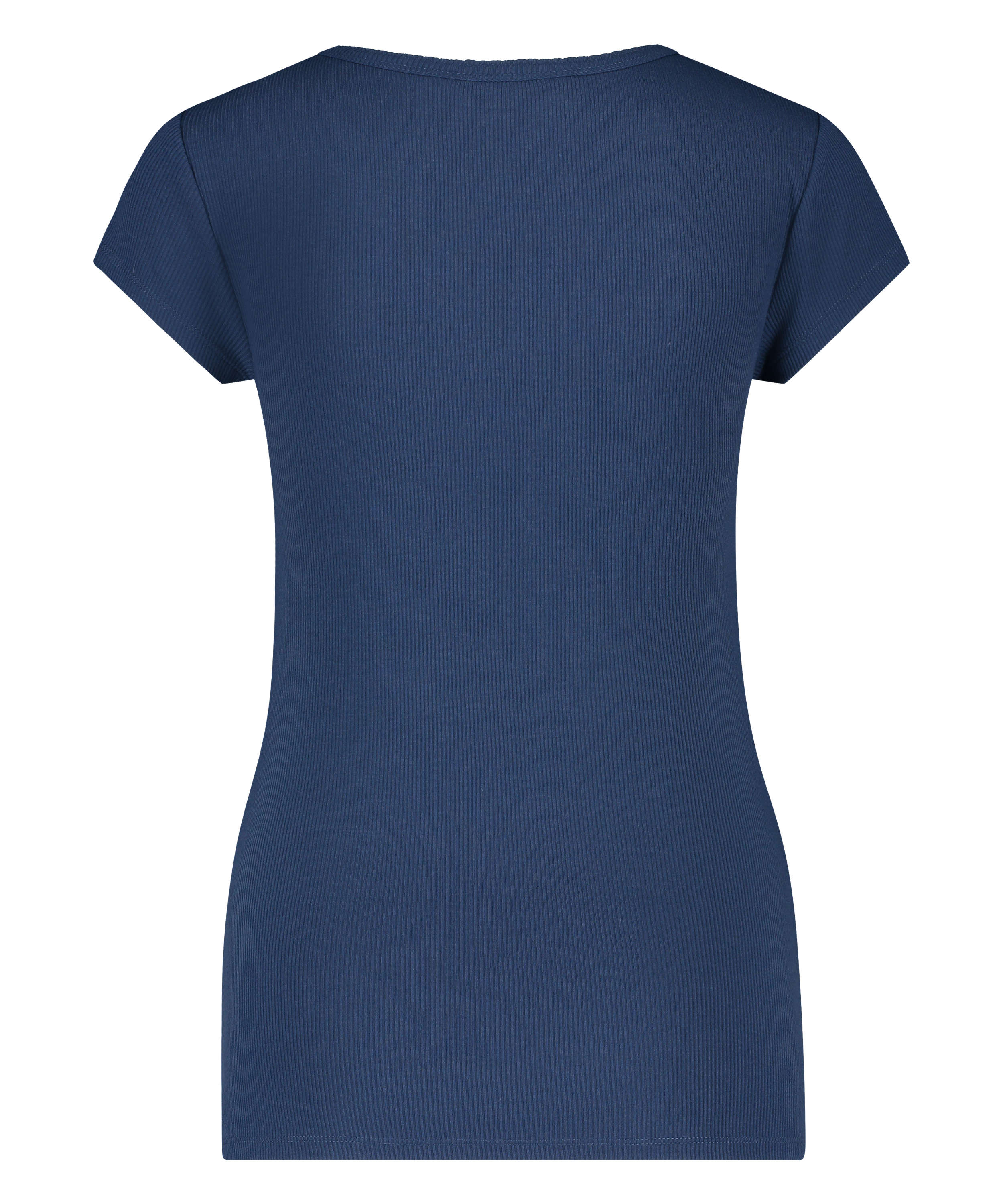 Haut de pyjama côtelé à manches courtes, Bleu, main