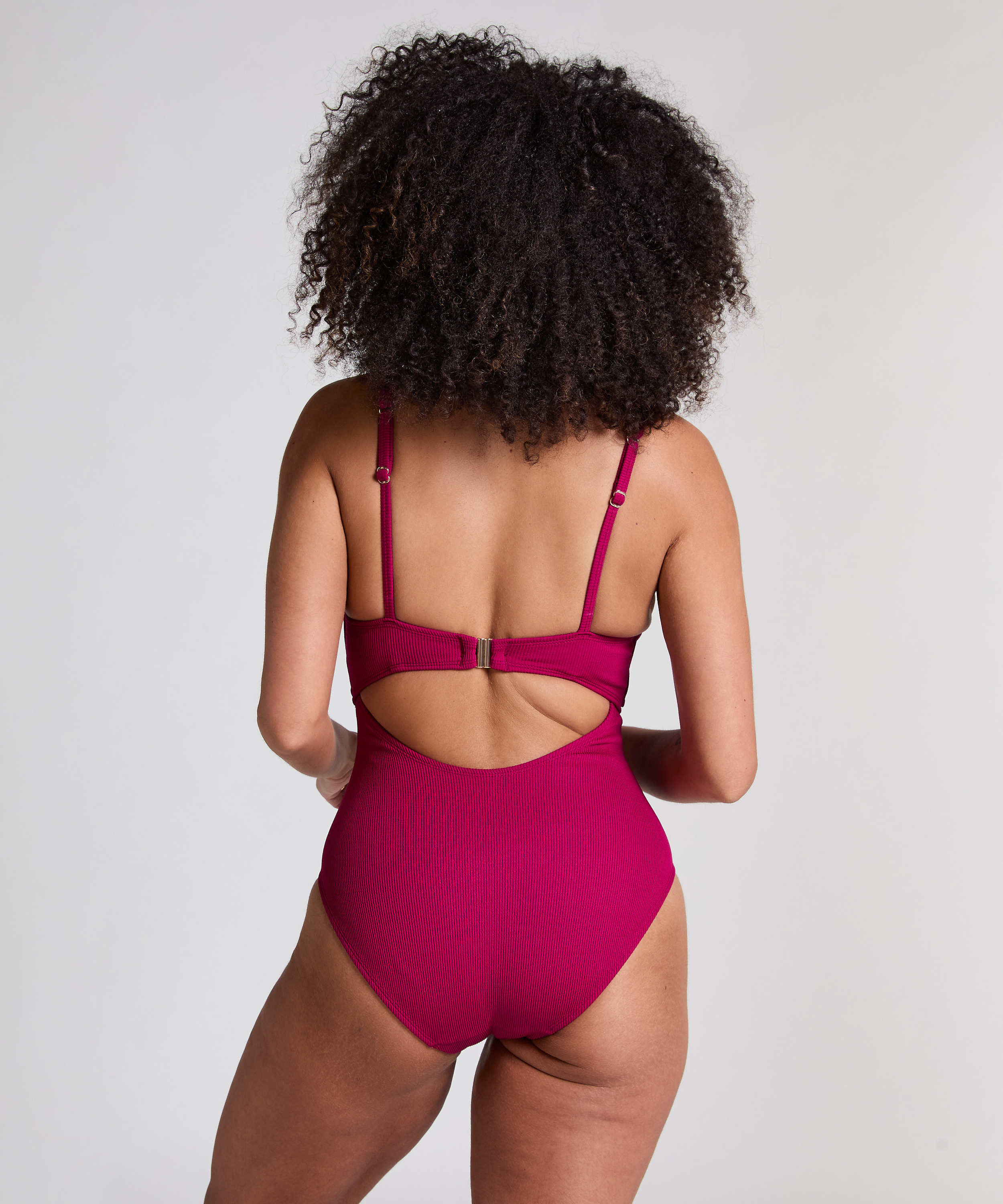 Maillot de bain à anneau froissé, Rouge, main