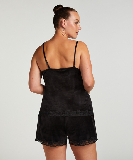 Camisole velours Dentelle, Noir