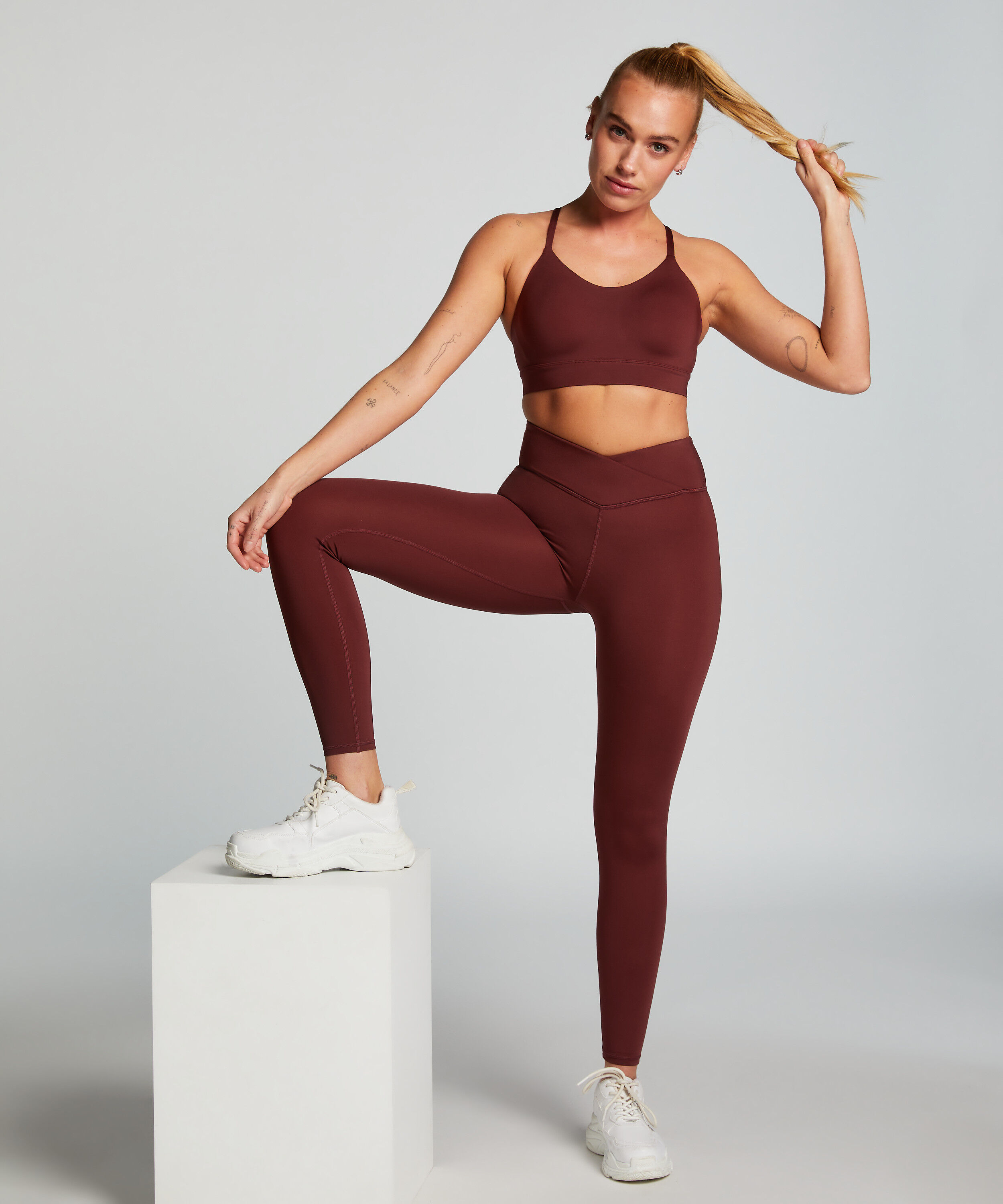 HKMX Legging croisé à taille haute, Rouge