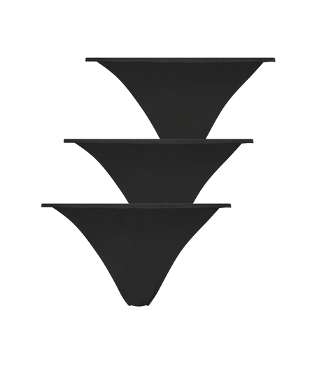 Lot de 3 strings invisibles, Noir