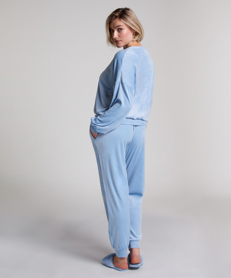 Pantalon de jogging Velours, Bleu