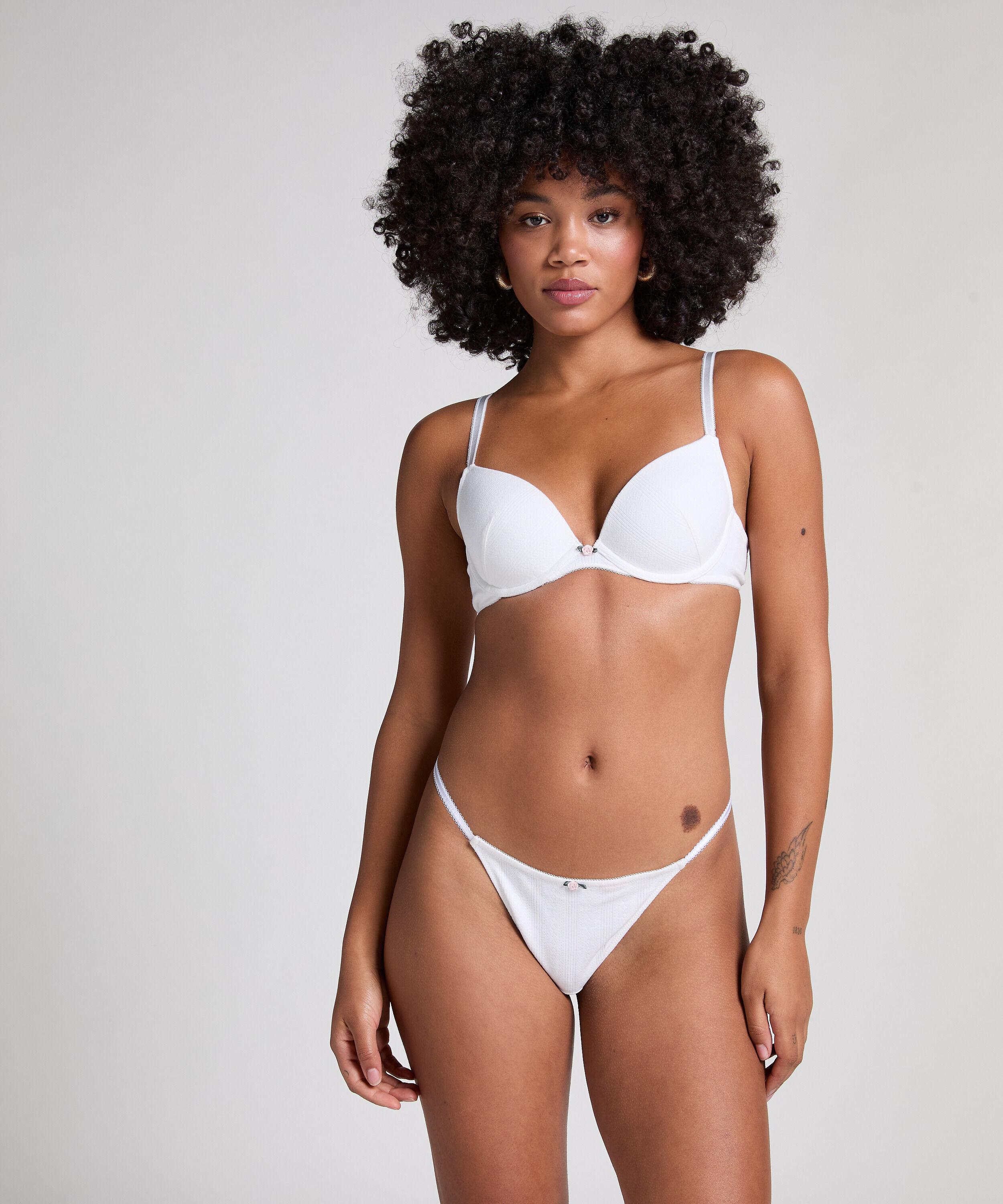 String Pointelle, Blanc String Pointelle, Blanc