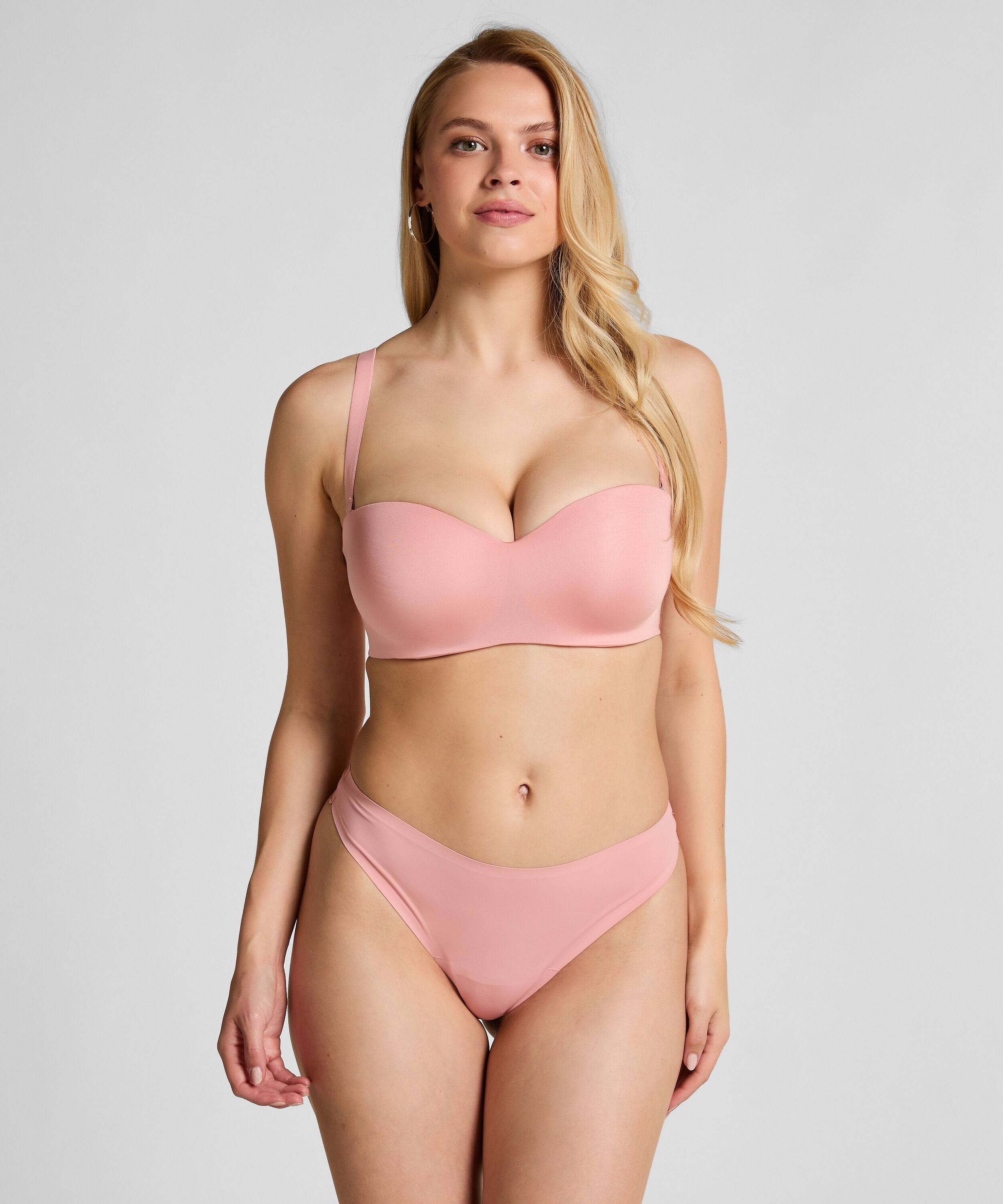 Soutien-gorge push-up sans bretelles &agrave; armatures pr&eacute;form&eacute; Smooth, Rose