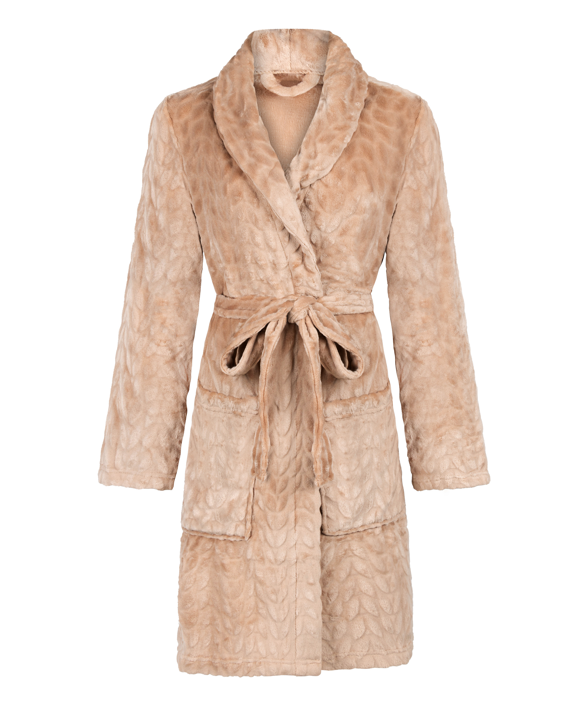 Robe de chambre courte en fleece, Beige, main