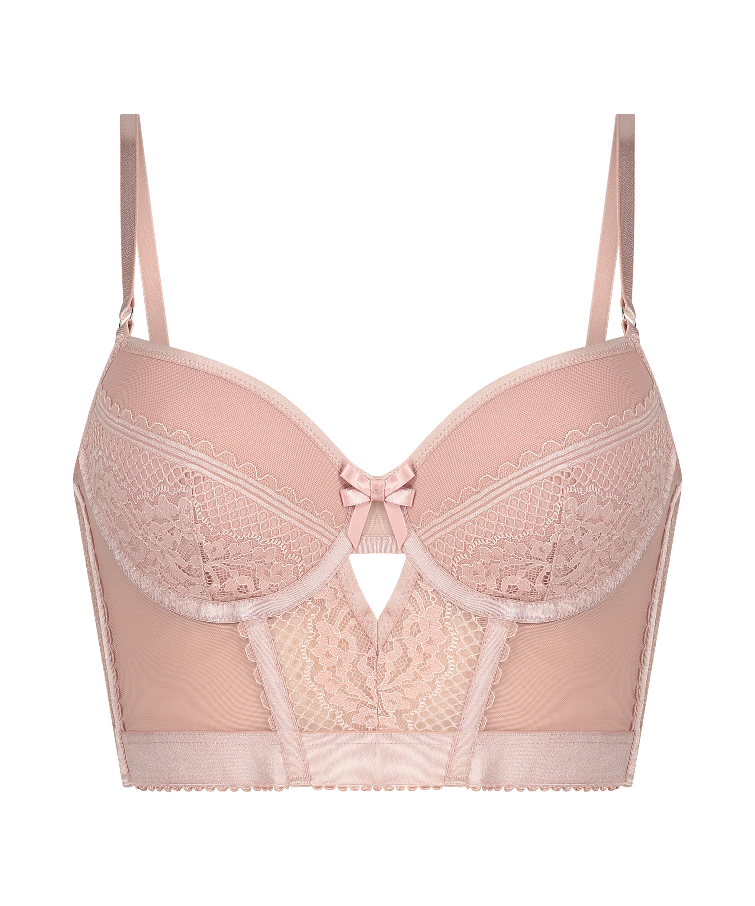 Soutien-gorge rembourré à armatures longline Malika, Rose, main