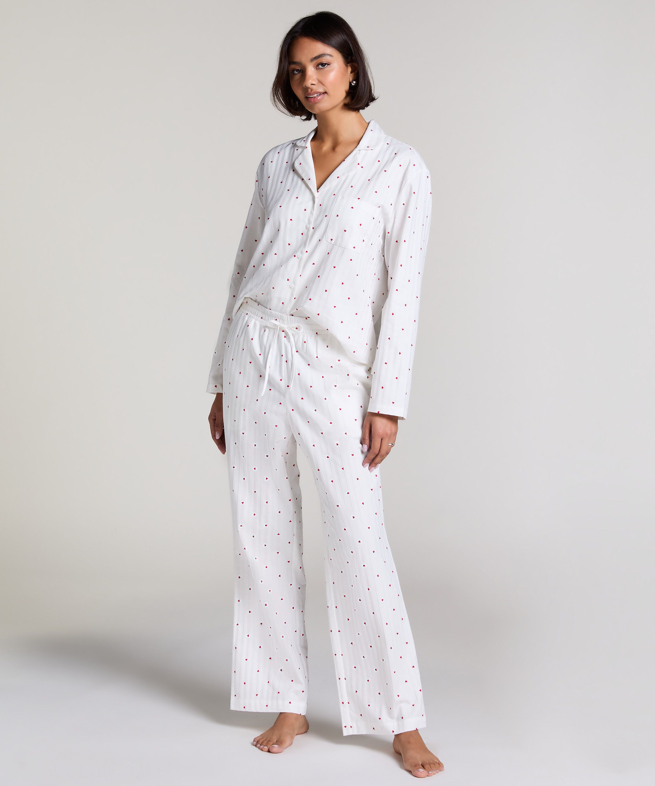 Jacquard Hearts Petite pantalon de pyjama, Blanc Jacquard Hearts Petite pantalon de pyjama, Blanc