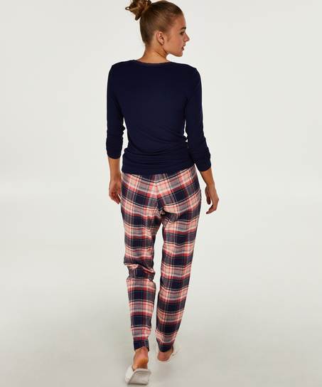 Top LS Rib R-neck, Bleu