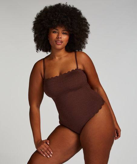Maillot de bain Bandeau Scallop, marron