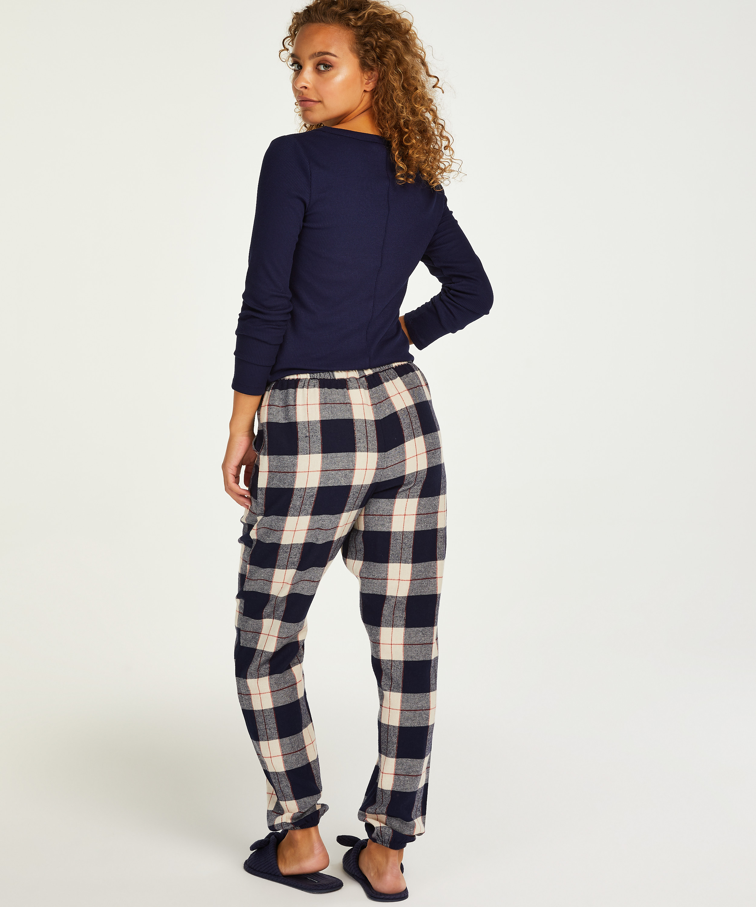 Pantalon de pyjama Twill Check Cuff, Bleu, main
