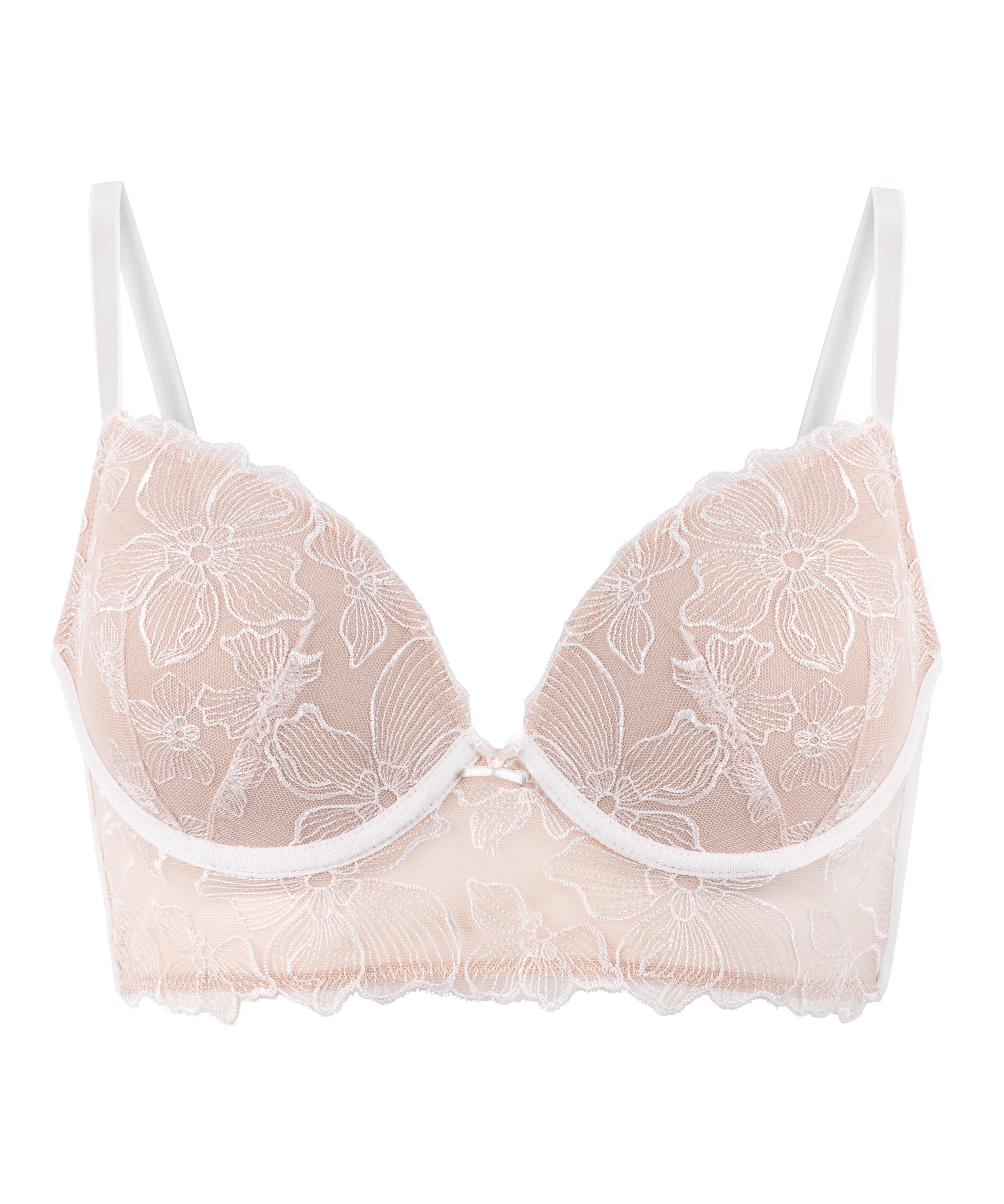 Soutien-gorge à armatures préformé longline Lauren, Blanc, main
