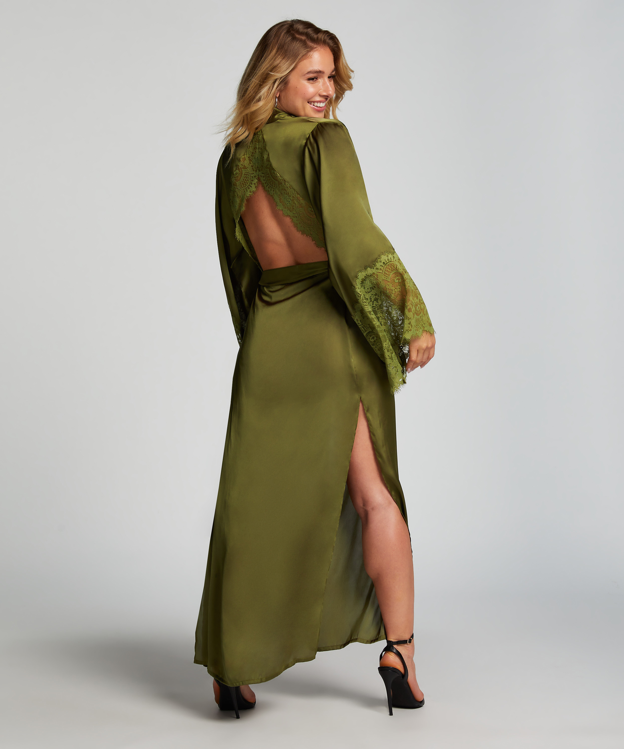 Kimono Satin, Vert, main