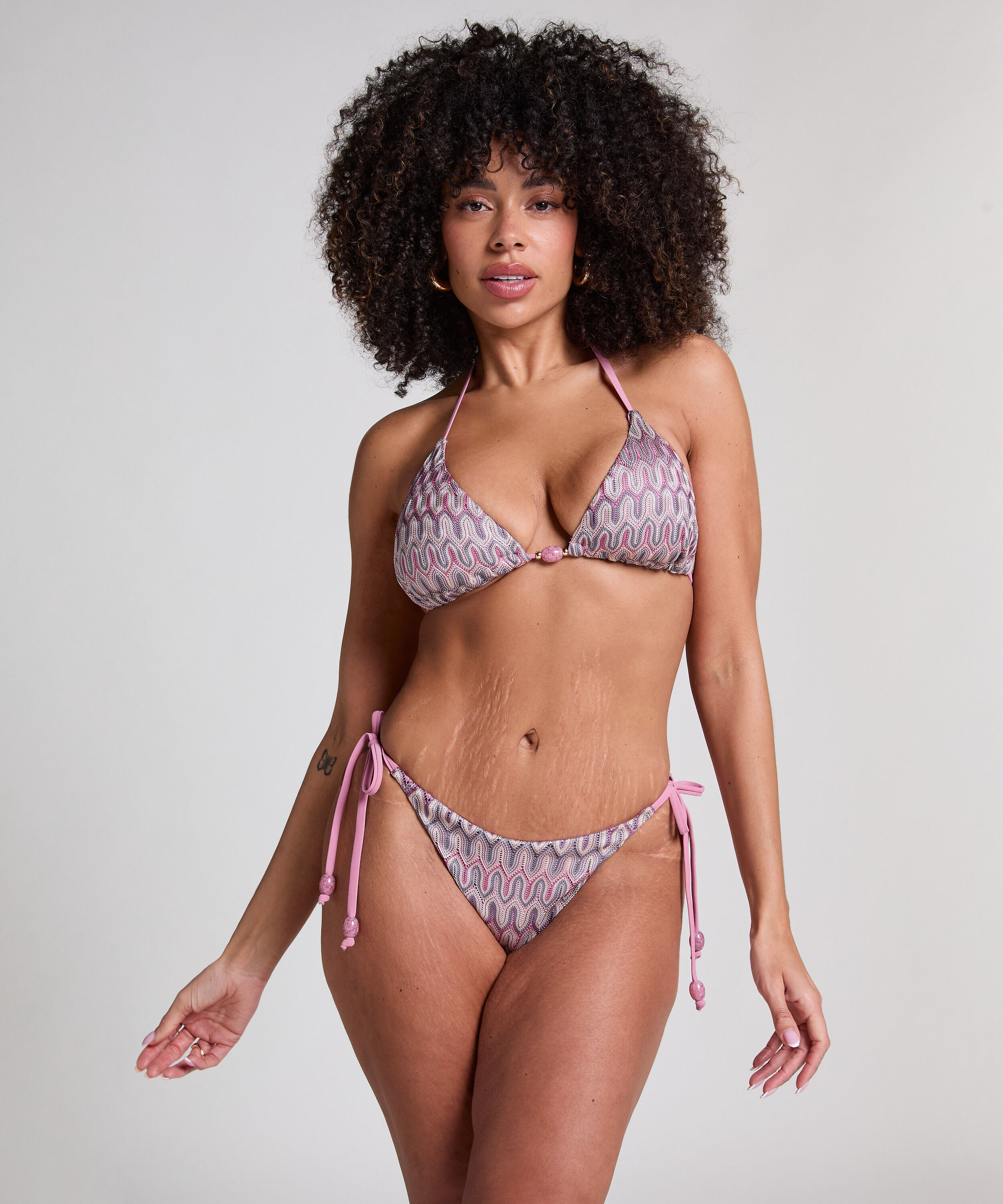 Bas de bikini à jambe haute Cali, Rose