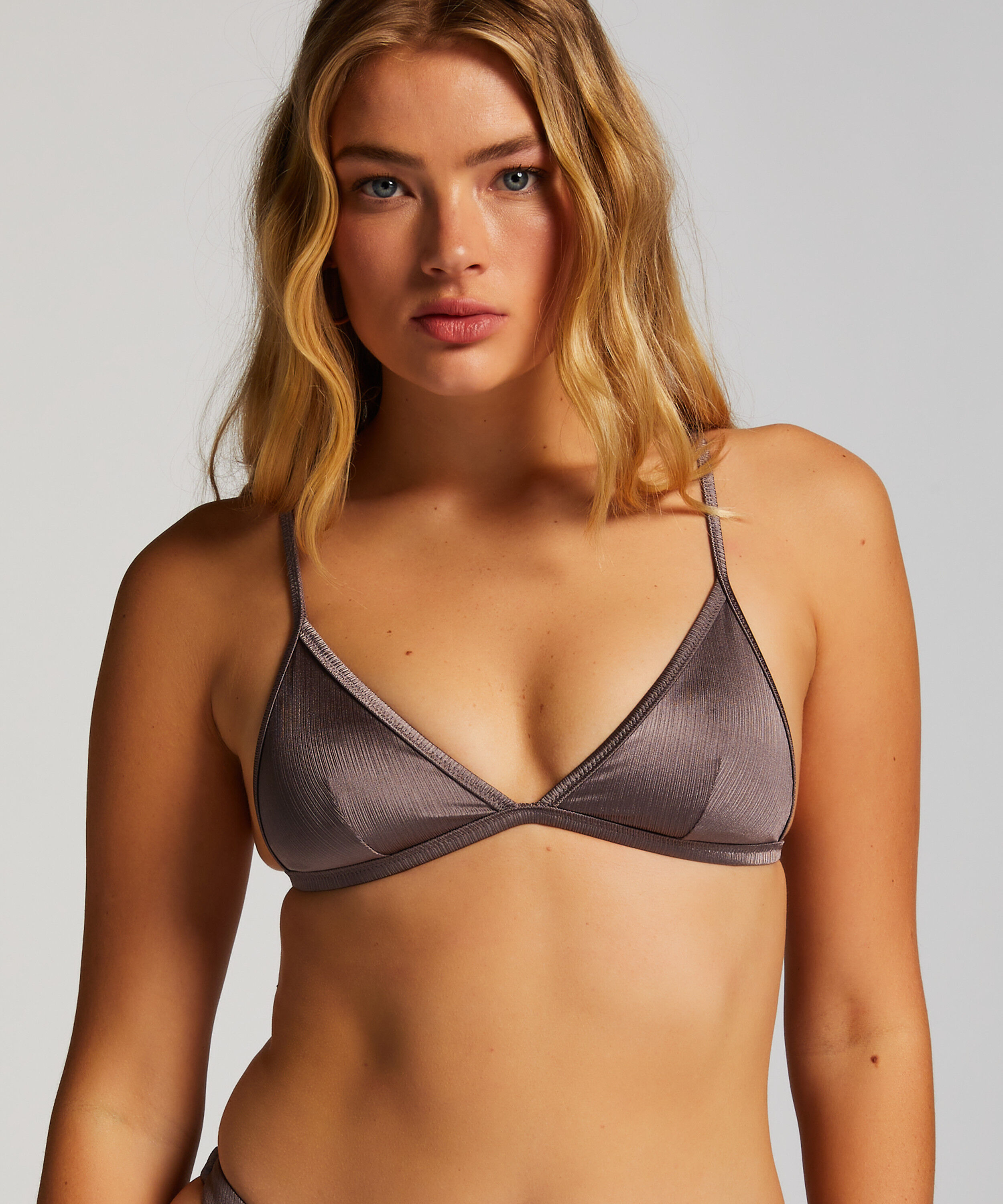Haut de bikini triangle Luna, Gris