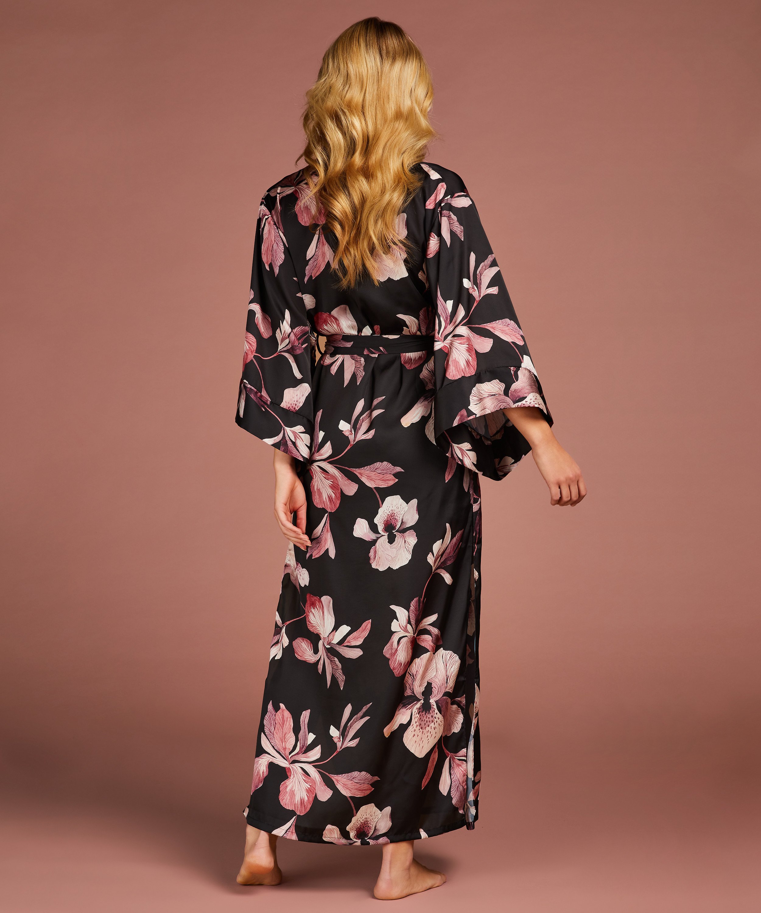 Kimono Satin Bloom, Noir, main