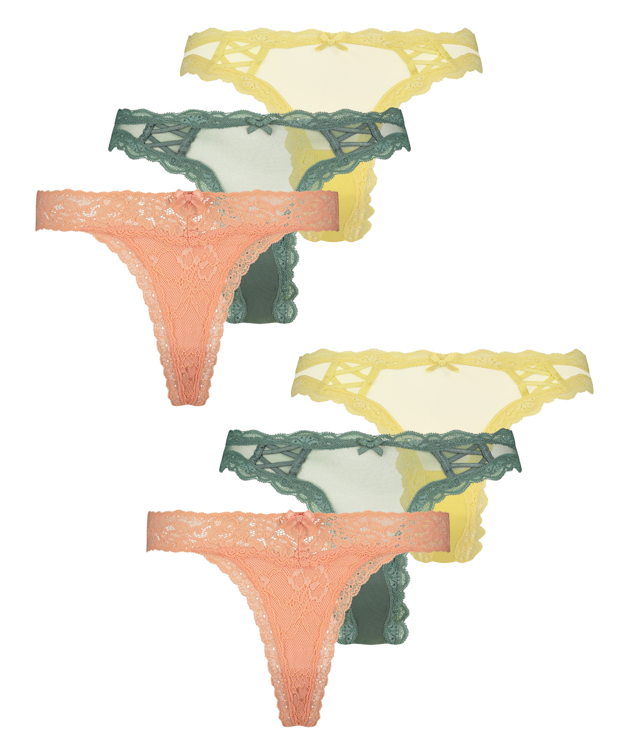 Lot de 6 slips brésiliens, Jaune, main