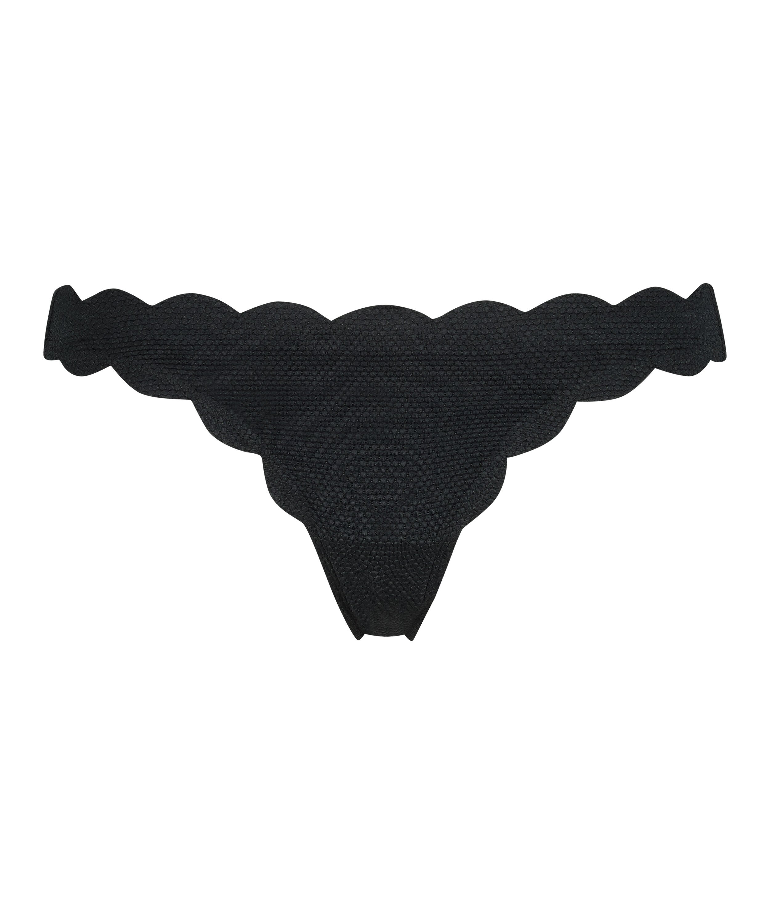 Slip de Bikini Rio Scallop, Noir