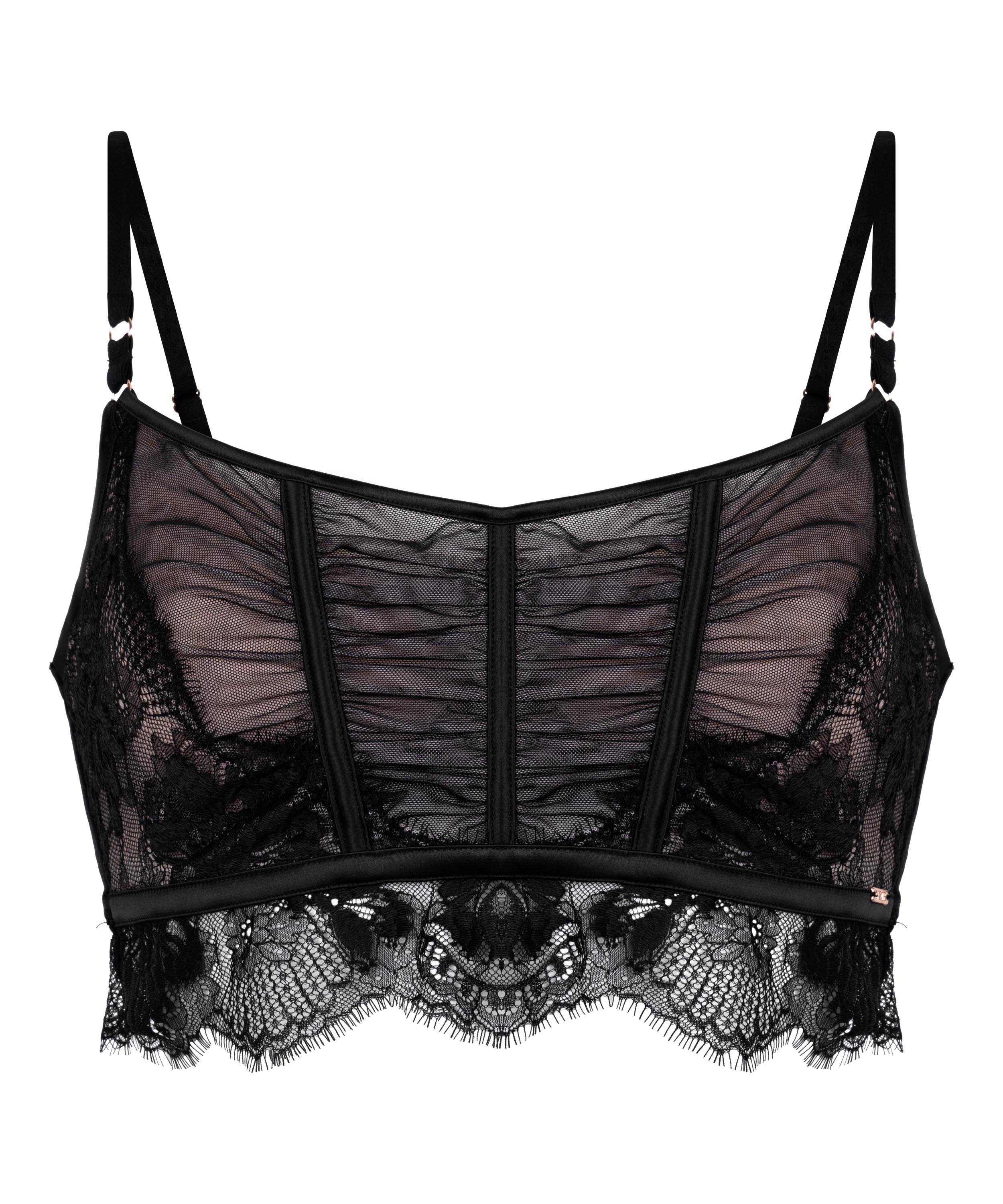 Soutien-gorge &agrave; armatures non-pr&eacute;form&eacute; longline Cynthia, Noir, main