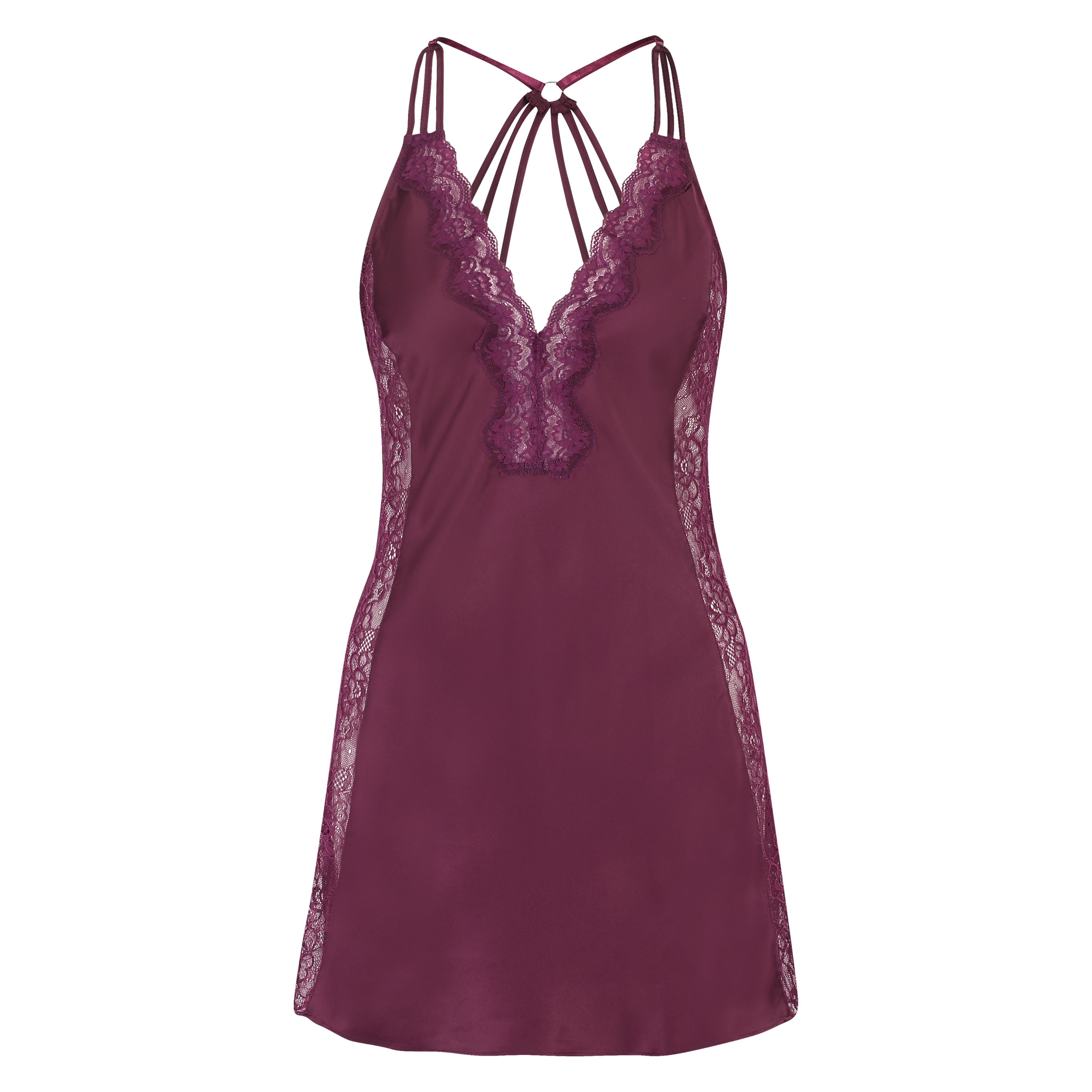 Nuisette Satin deep v, Violet, main
