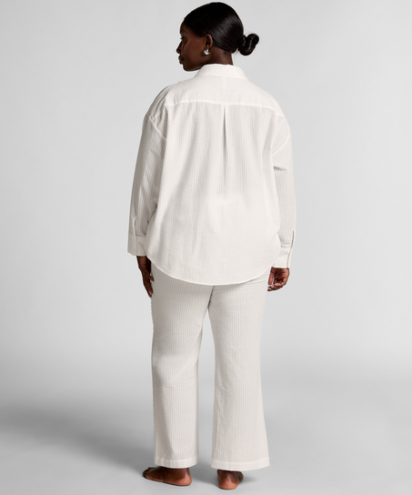 Top de pyjama Coton Seersucker, Blanc