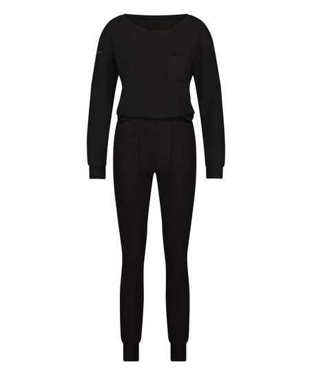 Pyjama Waffle Placket, Noir