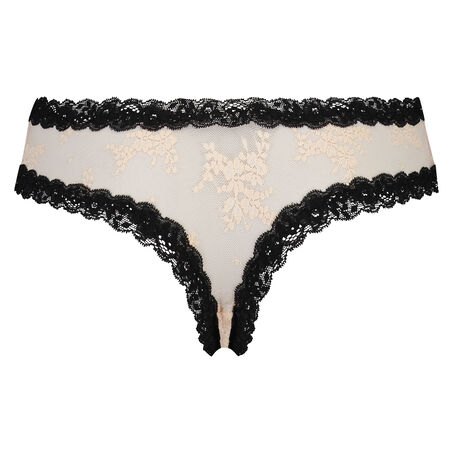 Slip br&eacute;silien V-shape Floral Mesh, Rose