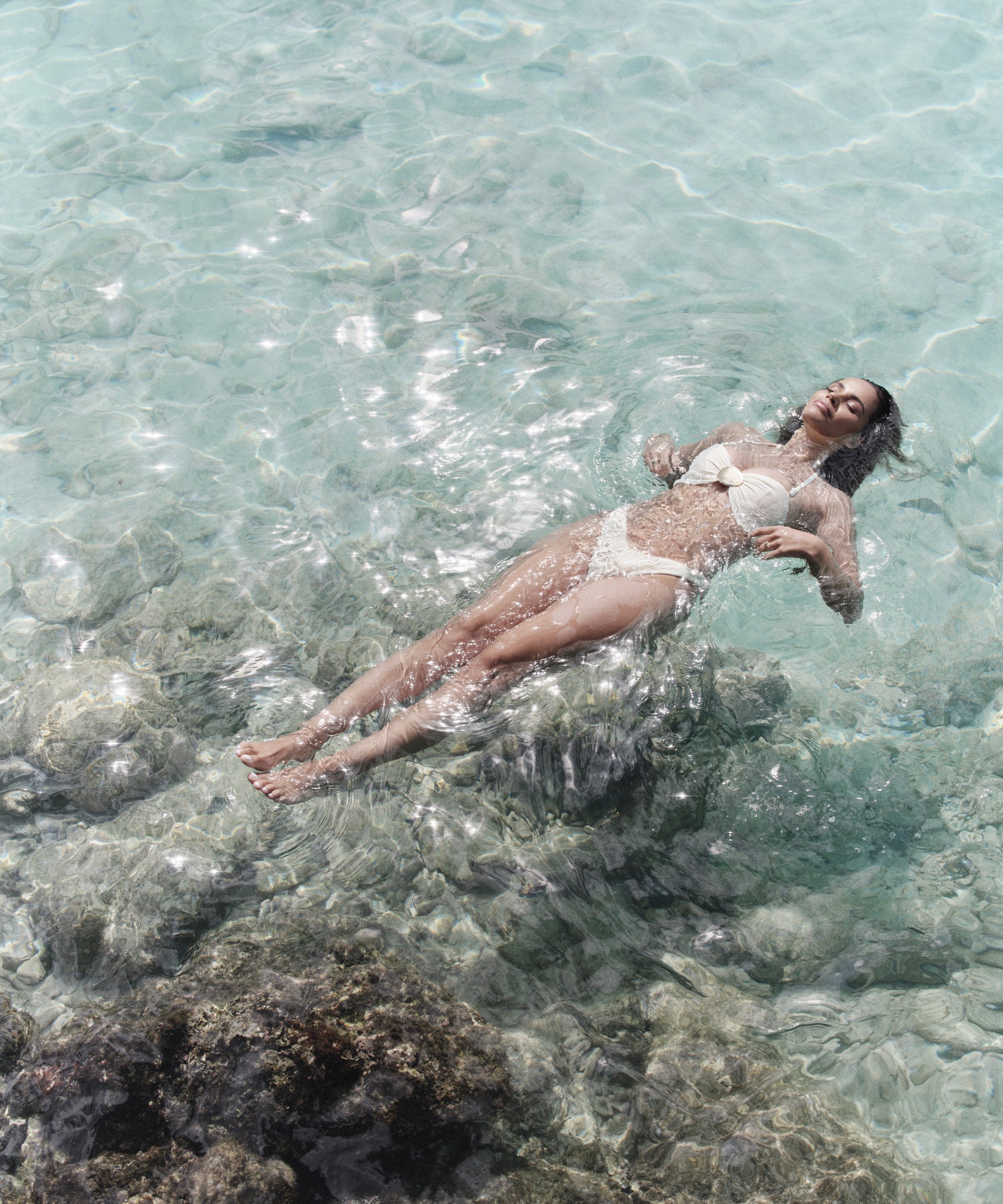 Haut de bikini bandeau Cabo, Blanc, main