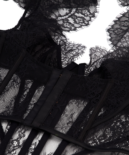 Haut tissé Lace Camille, Noir