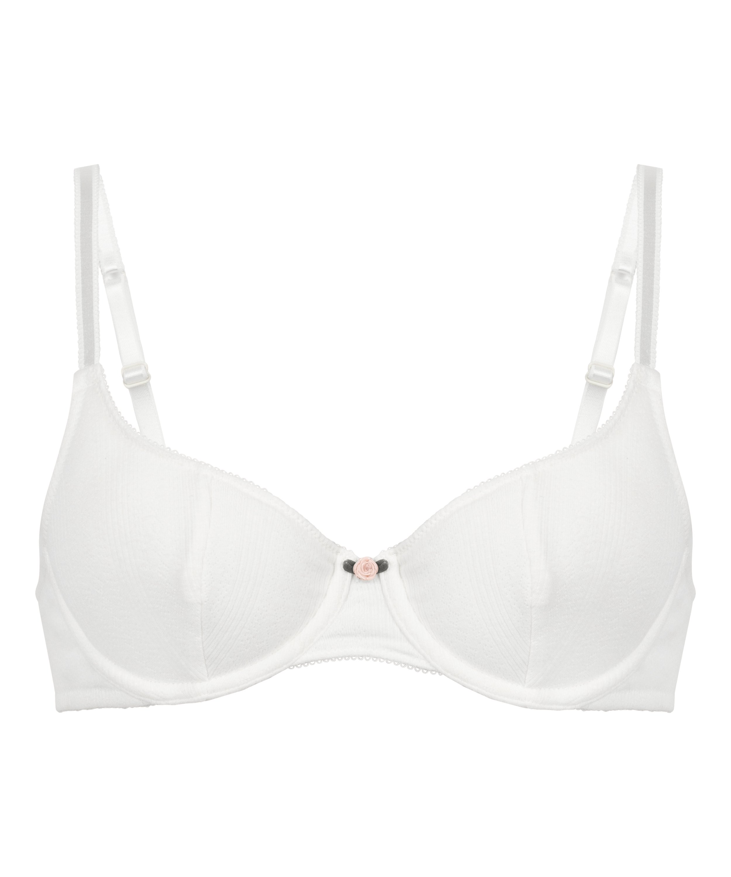 Soutien-gorge à armatures non-rembourré Pointelle, Blanc, main