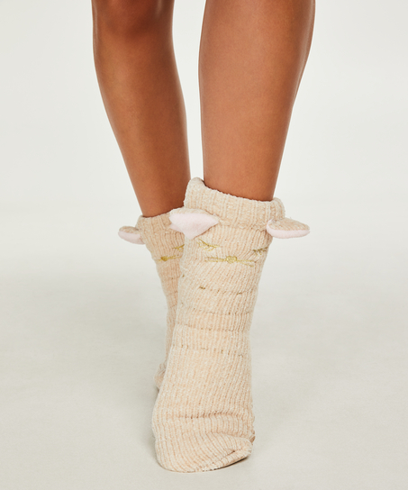 Chaussettes à semelle Fluffy, Blanc