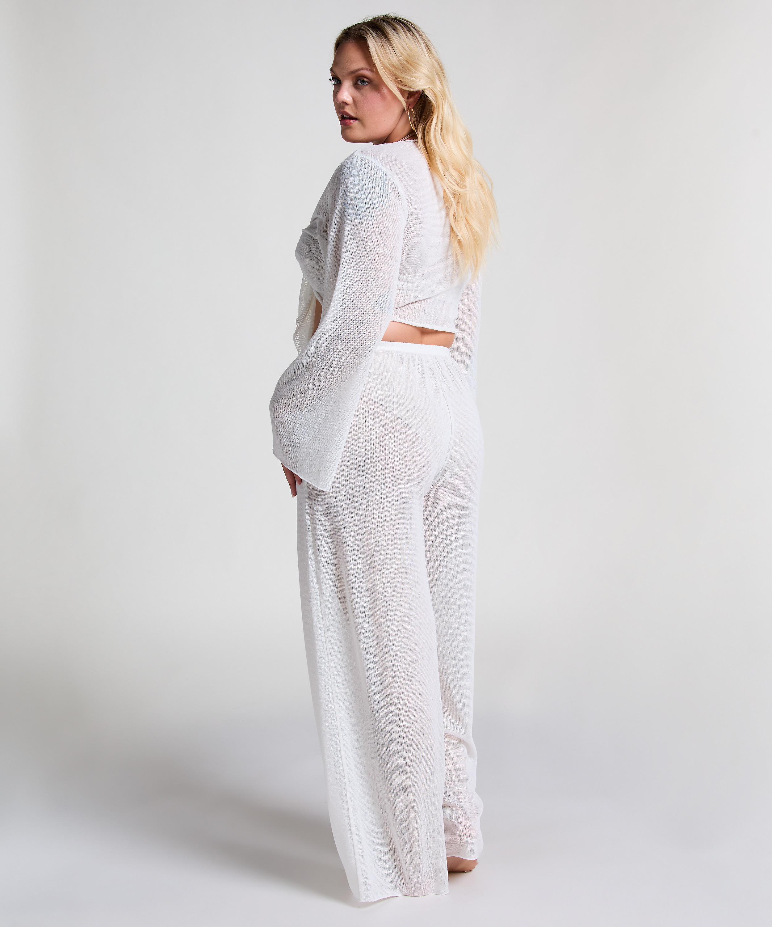 Débardeur de plage en maille, Blanc, main