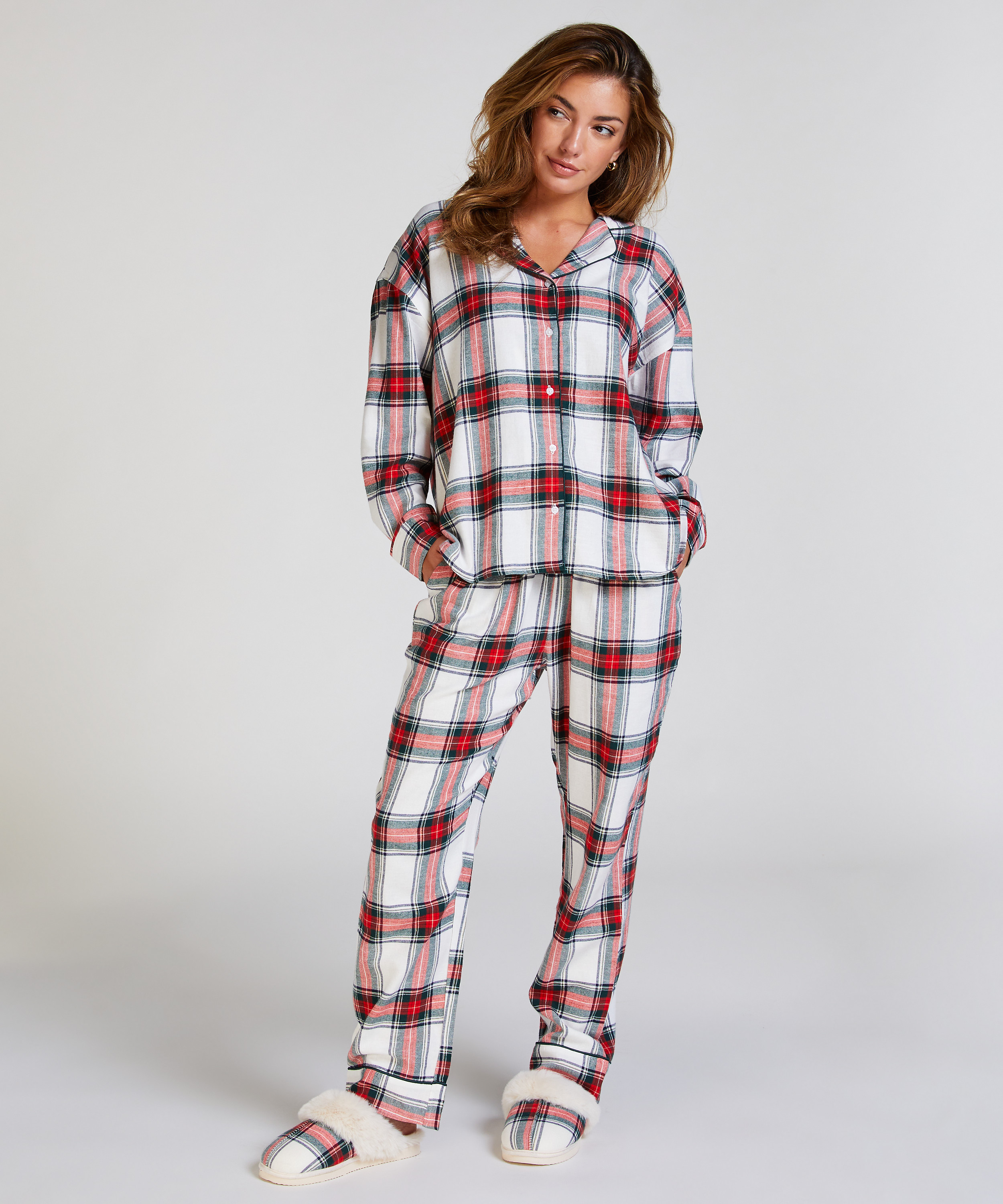 Haut de Pyjama Flanel, Blanc, main
