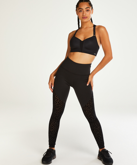 Legging de sport en flocage léopard taille haute HKMX, Noir