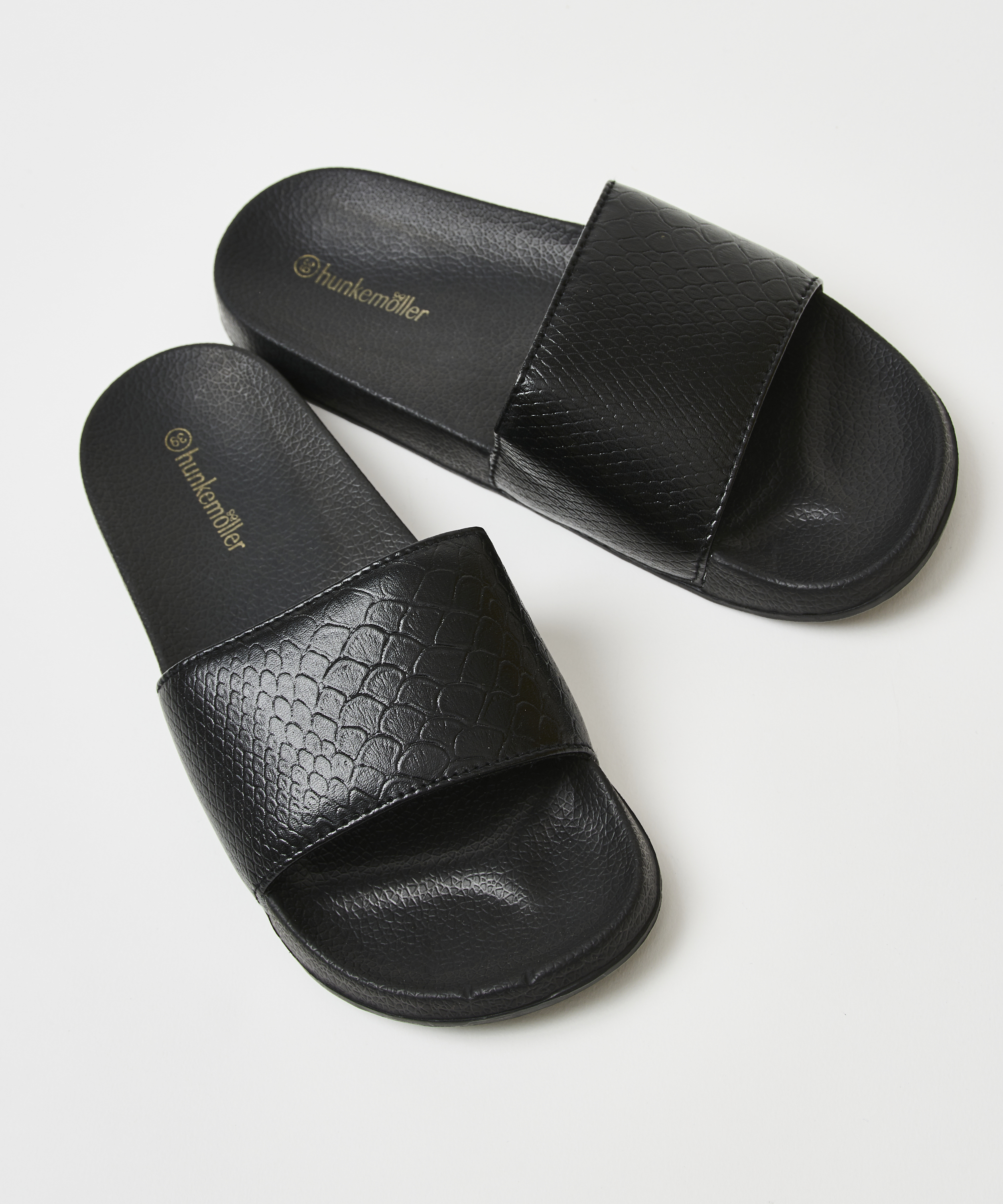 Tongs imprimé serpent, Noir, main