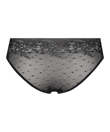 Invisible Slip brésilien Allover Lace (tout en dentelle), Noir