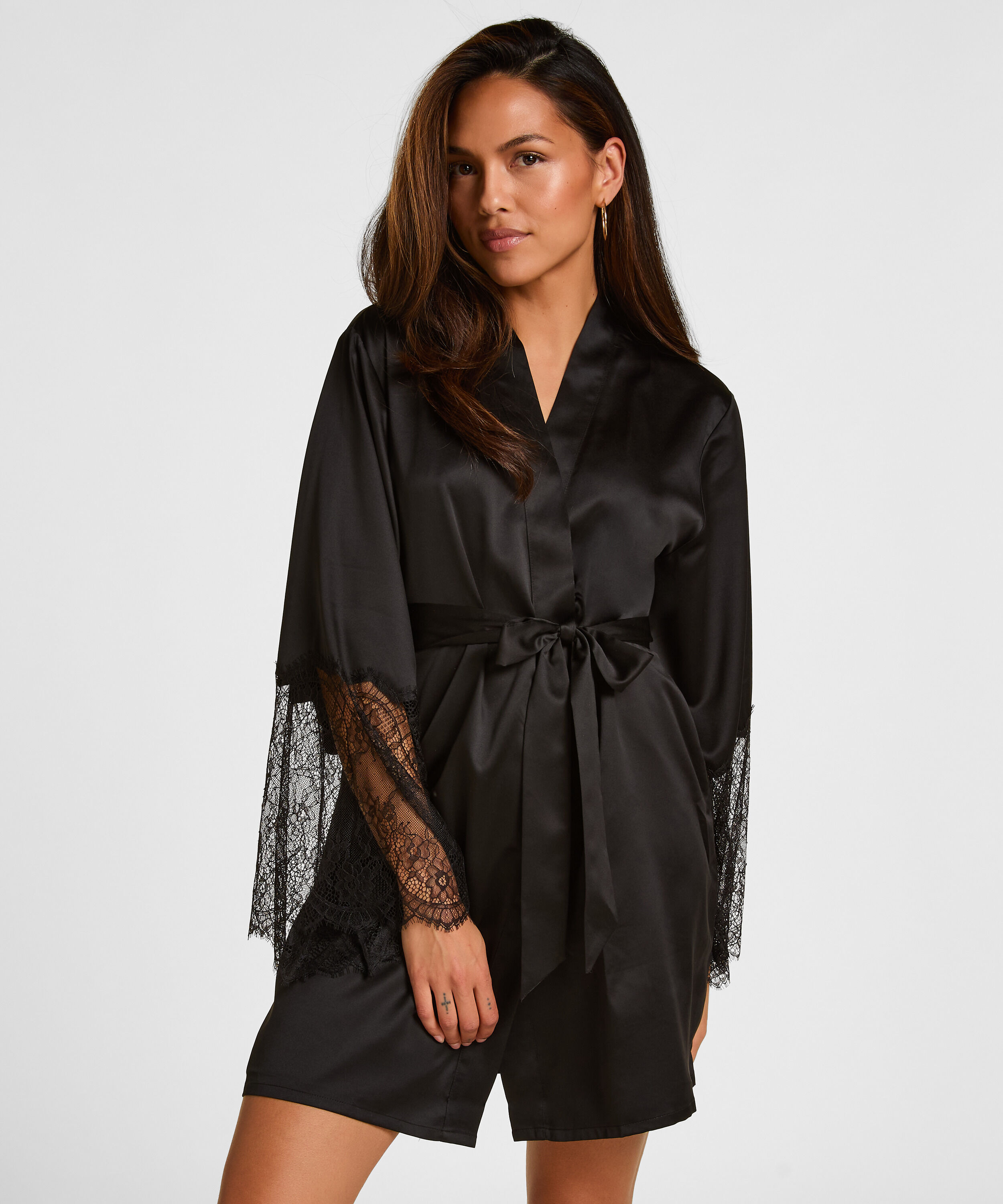Kimono Satin, Noir Kimono Satin, Noir