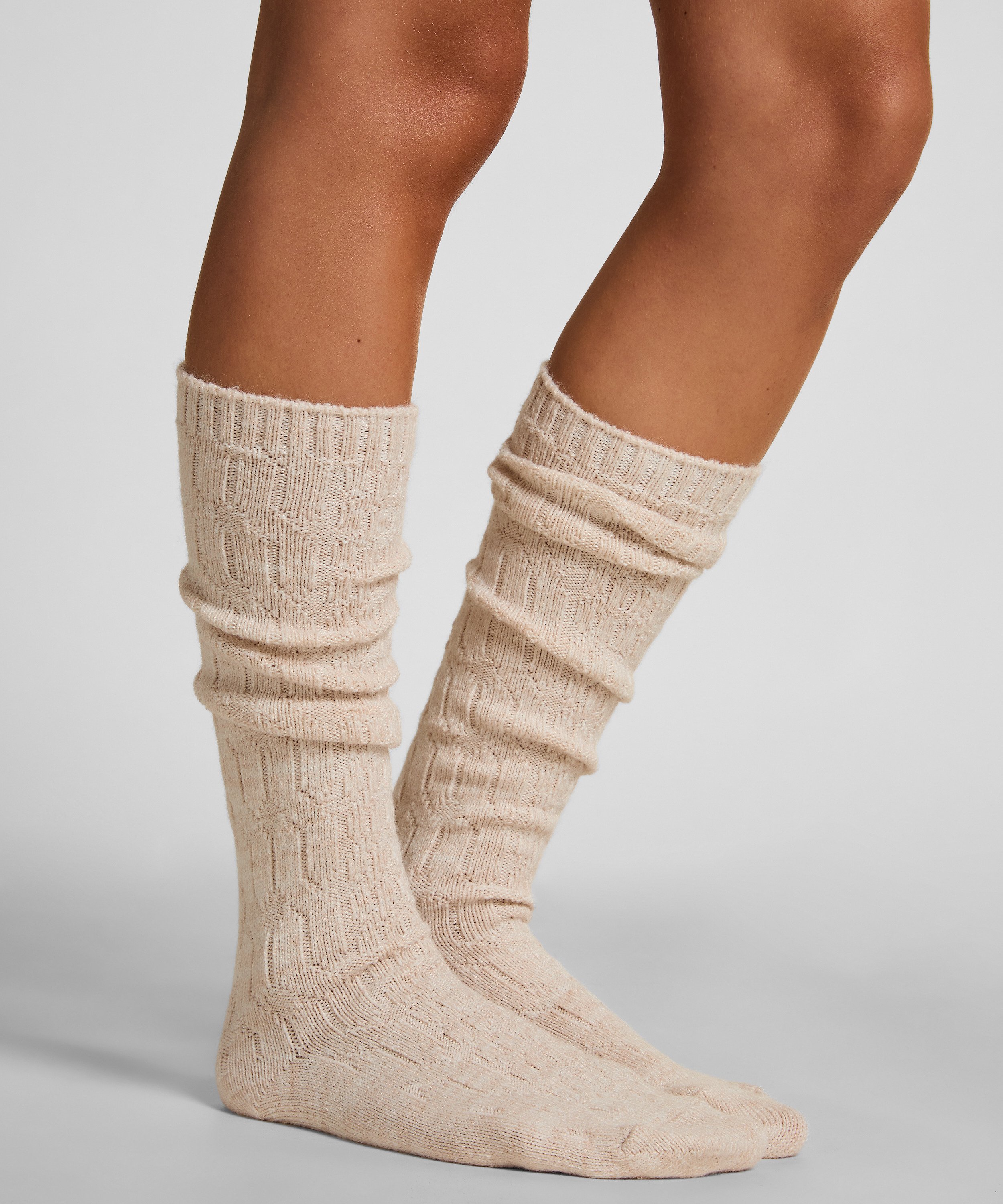 2 paires de chaussettes longues, Beige, main