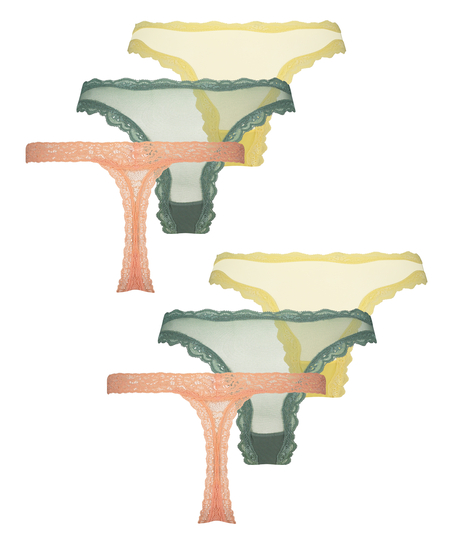 Lot de 6 slips brésiliens, Jaune