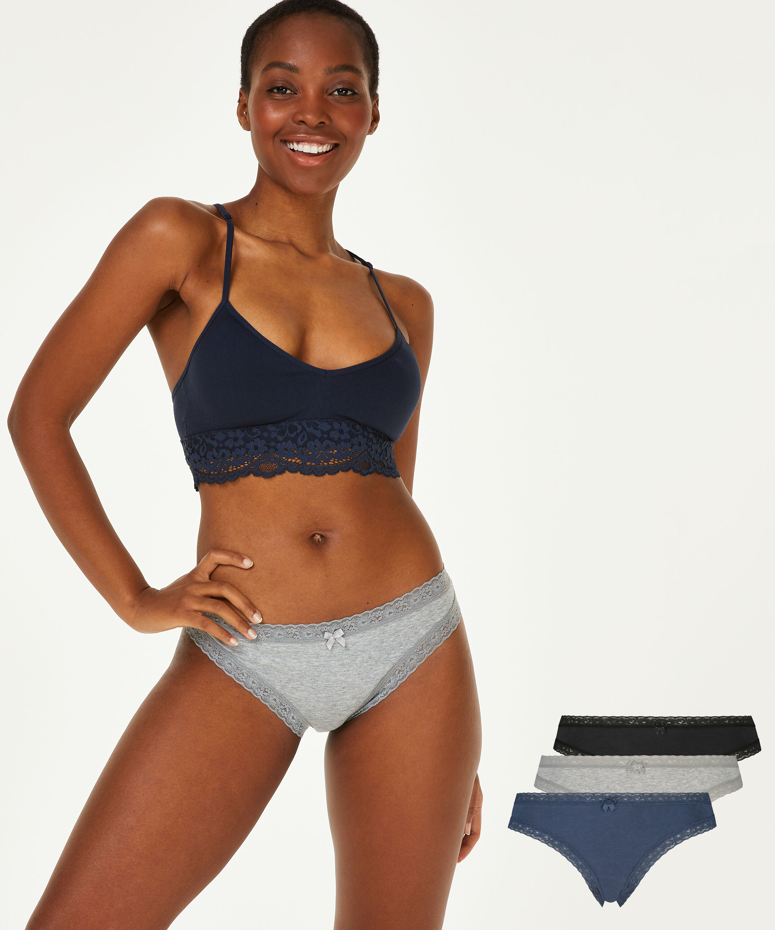 3 paires de slips, Bleu